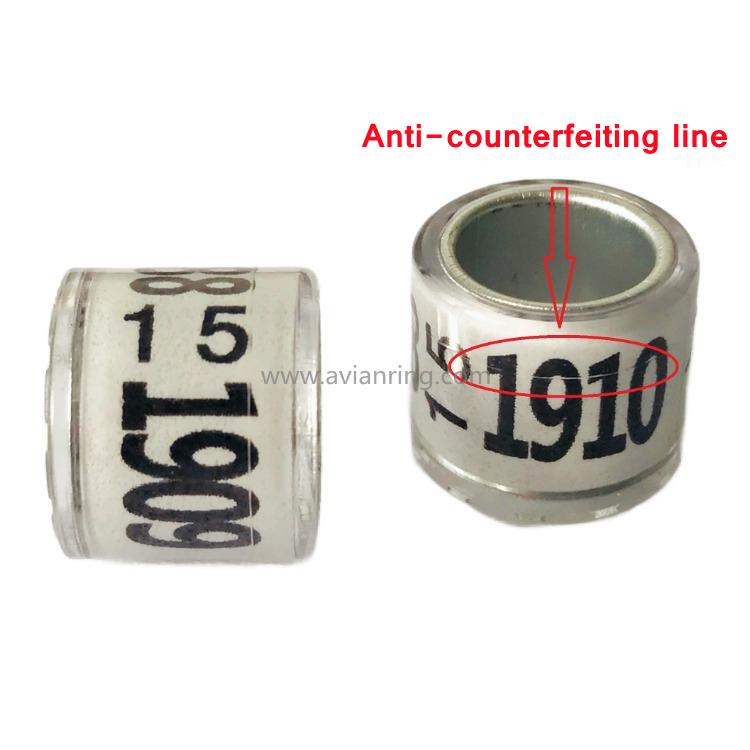 Anti-counterfeiting line pigeon rings