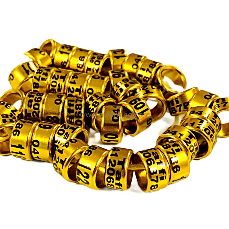 Black text Aluminum pigeon ring